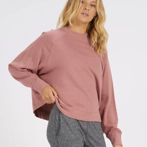 Vuori Sunnyside  Burnt Clay Pink Cropped Organic Cotton crew sweatshirt Size S